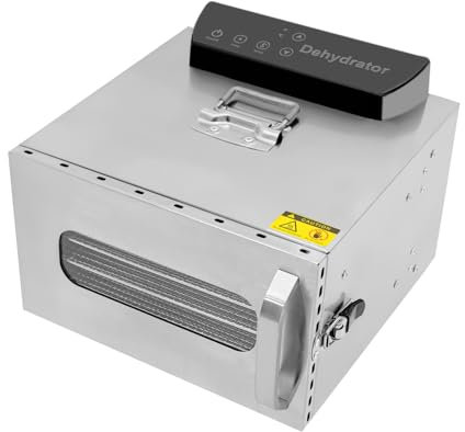 Malkoaswe Deshidratador de 6 niveles de acero inoxidable | Deshidratador de alimentos con pantalla LCD | Ideal para verduras, frutas, carne y liofilización | Deshidratador de cocina para el hogar