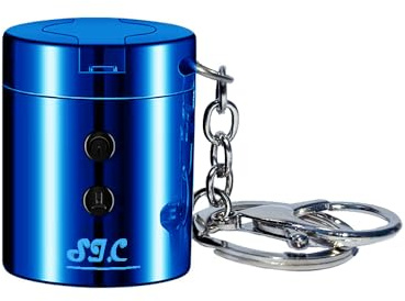 Accendino Elettrico Antivento + Torcia LED + Power Bank Portatile | Ricaricabile USB, Fiamma Regolabile | Per Sigari, Campeggio, Emergenze (1, Blu)
