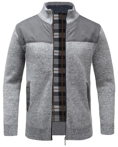 Allthemen Herren Strickjacke mit Reißverschluss Cardigan Stehkragen Pullover Business Casual Sweater Zip