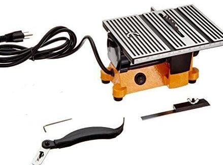 4 Professional Mini Table Saw 220V 90W Electric DIY Miniature Table Saw for Woodworking 4500rpm Portable Bench Top Saws with 3 Blades and Adjustable Miter Guide, 5/8”Cutting Depth