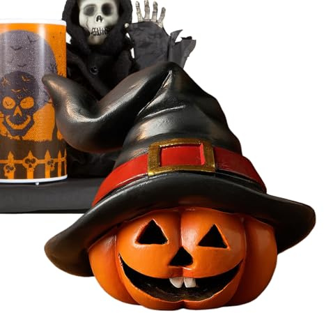 Knowlife Decoración Calabaza Halloween - Calabaza Sombrero Bruja Decoración Escritorio | de Halloween Centro de Mesa para Otoño Interior Exterior Chimenea Estantería Jardín Celebración