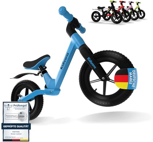 Kidiyana Kinder Laufrad Balance Bike ab 2 Jahren, Rutschfeste Luftreifen 12 Zoll, Komfortables Sitzpolster, RSA-Dämpfungssystem, Abgerundete Fußrasten, Schutzblech, Leicht & Langlebig, Sport Geschenke