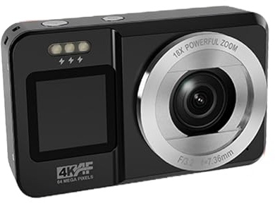 Caméra double écran 4K UHD 64MP zoom optique 18x Design compact pour débutants Voyage Vlogging Budget Friendly Appareil photo numérique pour l'école