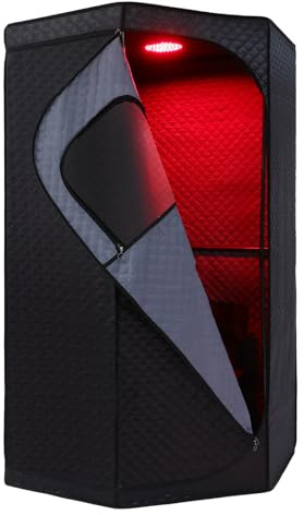 Infrarotsauna+Dampfsauna 230V Mobile Sauna Zelt Infrarot+Saunazelt+Dampferzeuger+Klappstuhl 1350W mit Fernbedienung Sauna Indoor Dampfsauna für zuhause 3L-Wassertank 9-Temperaturstufe 5-60min-Timer