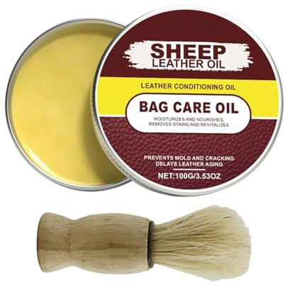 Humkopnl Ammorbidente per la pelle, 100 g, detergente per lucidatura con pennello, balsamo per stivali in pelle, per ripristinare proteggere borse, scarpe, giacche screpolate, selle auto, divani
