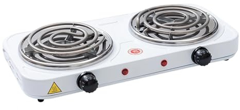 SiaBiced Quemador Doble Eléctrico Portátil con Hornilla de Mesa Regulable Estufa Práctica de Acero para Cocinar Freír Al Apto para Cocina Doméstica, Tubo Calefactor, Individual