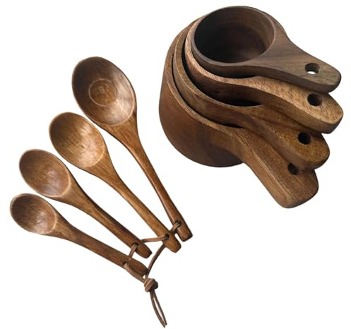 Handcrafted 8Pcs Wooden Spoon Measuring Set Essential Baking Tool Cooking Equipment for Home Cooks and Cooking Experts Wooden Measuring Utensils Set