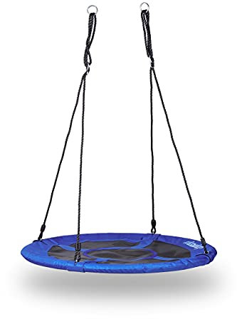 Relaxdays Balançoire nid d'oiseau rond Bleu foncé 100 x 100 x 145 cm 10020820_652