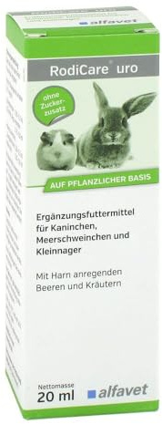 alfavet RodiCare uro 20 ml Ergänzungsfuttermittel für Kaninchen, Meerschweinchen und Kleinnager mit Harn anregenden Beeren und Kräutern