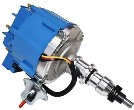 A-Team Performance HEI Distributor Ignition Coil Straight Six 240 & 300 Engines - 65K Spark & One-Wire Installation - Billet Aluminum Housing & Blue Cap - Compatible with Ford F100-F250 & E100-E150