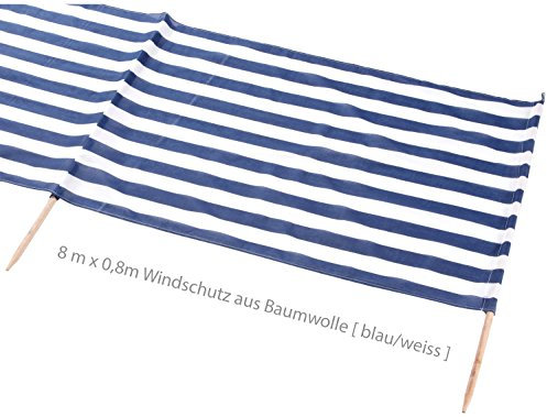Idena Beach Wind Screen/Windschutz 8 Meter x 80 cm [ blau/weiss ]