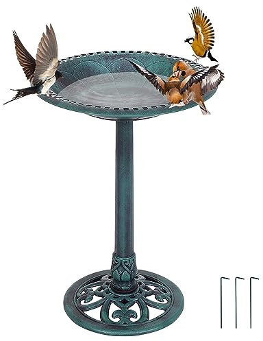 COSTWAY Mangiatoia per Uccelli, Vasca per Uccelli Autoportante da Esterno con Supporto, Stazione di Alimentazione per Uccelli per Balcone Giardino Cortile Patio (Verde)