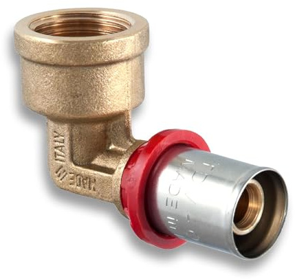 TDM 32er Pressfitting Bogen 90° mit 1 Innengewinde – für 3,0mm Rohr, Aluverbund- und Mehrschichtverbundrohr, DVGW geprüft, 1 x 32