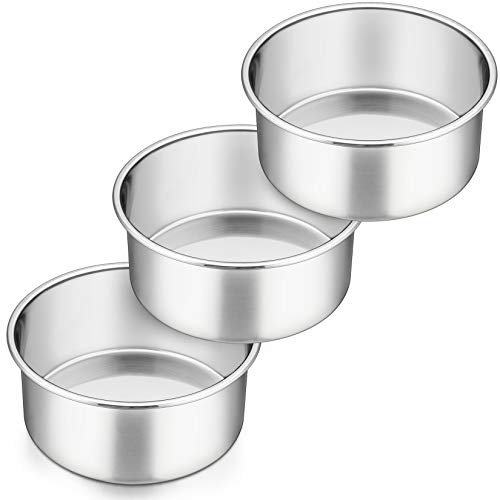 Homikit Kuchenform, 3 Stück Rund Backform Tortenform Backformen Set, 16cm Kuchenbackform aus Edelstahl, Einteiliges Formteil & Auslaufsicher, Spülmaschinengeeignet