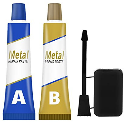 Ensemble de 2 bouteilles de pâte de réparation en métal, pâte de réparation en métal soudée à froid résistant à la chaleur industrielle pour le métal, le plastique et le PVC, le bois, le béton