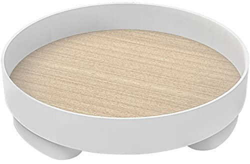 Valink Bandeja de mesa de café, bandejas de servir, Bandeja organizadora de escritorio simple redonda de madera para llaves de tazón de fuente de aperitivos para el hogar Porche Oficina