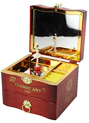 Faderr Boîte à Musique rotative pour Mariage, boîte à Musique dansante, boîte à Musique Musicale, boîte à Bijoux Musicale, boîte à Bijoux Musicale avec tiroir de Rangement pour Bijoux, Ballerine