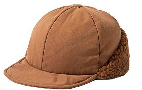 CLAPE Warm Winter Basecap mit Ohrenklappen Flat Brim Baseball Cap Baseballmütze Wintercap mit Baumwolle Schildmütze Schildkappe Herren Earflap Fullcap