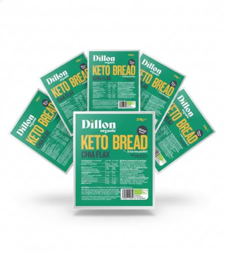 Dillon Organic Chia Flax Keto Bread | Gluten-Free, High Fibre, Vegan, Low Sugar, Diabetic-Friendly, High Omega-3, UPF Free - Unsliced, 250g (Pack of 6)