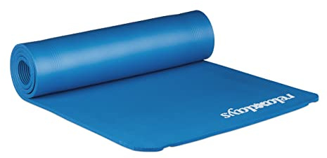 Relaxdays 2 x Yogamatte, 1 cm dick, für Pilates, Fitness, gelenkschonend, mit Tragegurt, Gymnastikmatte 60 x 180 cm, blau