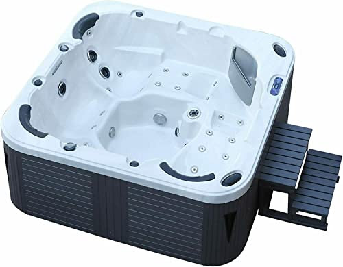 DEKO VERTRIEB BAYERN XXL Luxus SPA LED Whirlpool Set 215cm x 215cm 53 Massagedüsen inkl. Thermoabdeckung, Treppe, Ozon ect. Farblicht Outdoor Indoor Pool 5 Personen Neustes Modell 2022