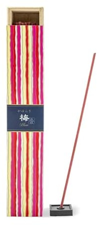 Varillas de incienso de Japón KAYURAGI 40 unidades de ingredientes naturales y aceites, varillas de incienso sin núcleo de madera (ciruela)