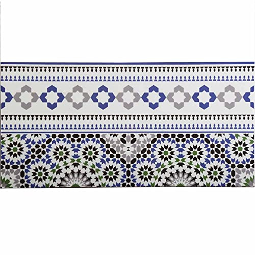 Casa Moro Marokkanische Fliesen-Bordüre Rami 50x25 cm rechteckig bunt mit Mosaik-Muster | marokkanische Keramik-Fliese als Küchenspiegel Wand-Deko | FB5060