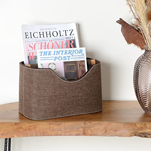 wohnfreuden 30 cm Stoff Zeitungshalter Holz Zeitschriftenständer Zeitungsständer Zeitschriftenhalter modern braun Aufbewahrung Dekoration