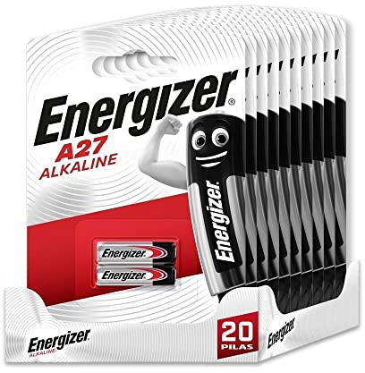 Energizer - Pack de 20 Pilas Especiales A27, Pilas Especiales alcalinas, sin Mercurio añadido y Potencia para Dispositivos pequeños