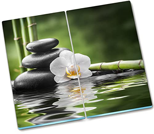 Decormat Schneidebretter Schutzbrett Spritzschutz 2x30x52 cm Herdabdeckplatte Gehärtetes Glas Küche - Orchidee und Zen