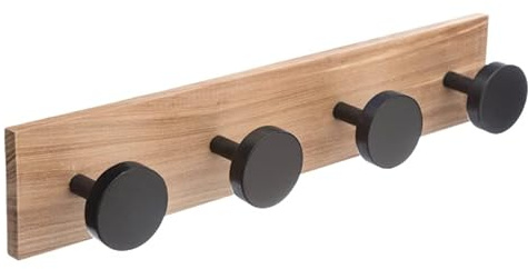 DAMDAM GO - Perchero de Pared con 4 Ganchos Redondos de Madera – No Deja Marcas en la Ropa, Ideal para Abrigos, Bolsos y Llaves – Diseño Moderno para Entrada, Baño o Dormitorio