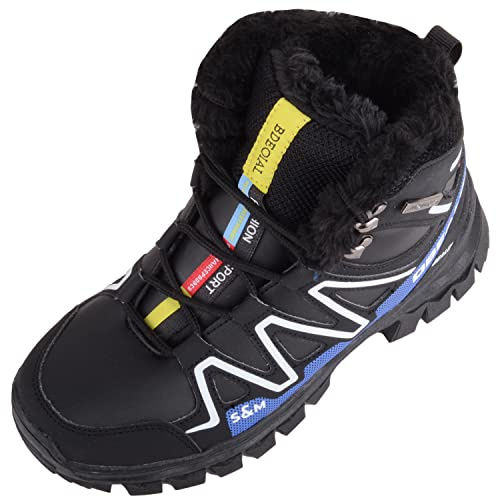 Absolute Footwear Herr hög topp fuskpäls fodrad snörning dämpade vinter promenad vandringskängor, BLÅ, 39.5 EU