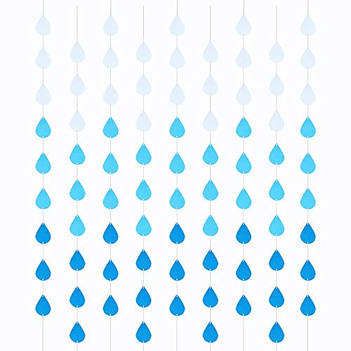 SaktopDeco 9 Pack Raindrop Garland Felt Blue Raindrops Banner Hanging Baby Shower April Party Decorations