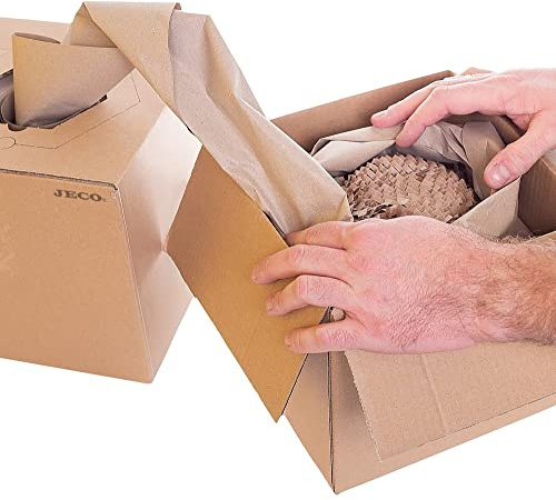 Jeco - Lot de 1 rouleau de papier kraft froissé 20cm x 450m bourrage calage remplissage écologique protection colis en distributeur 100% recyclé et recyclable