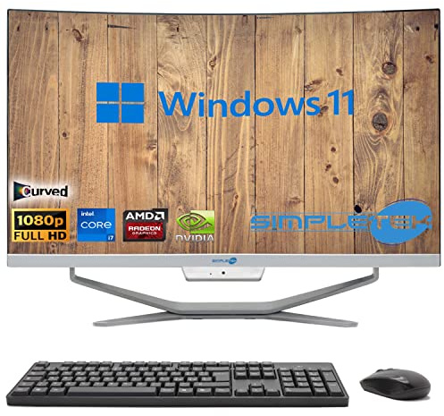 SIMPLETEK - PC All in One Display 24 Curved Core i7 Video Card RX550 4GB Windows 11 | 16GB RAM SSD 960GB | Work, Gaming