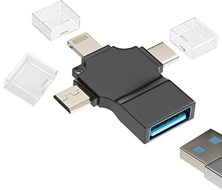 Type C to USB Adapter 3.0 OTG Female Lightning Micro Male Converter(3in1) Compatible for Samsung LG Apple iPhone15 Pro Max Plus iPad Pro Air Mini 11 12 13 14 Android Camera Keyboard Mouse Card Reader