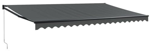 vidaXL Markise, Sonnenmarkise Einziehbar, Gelenkarmmarkise mit Kurbel, Terrassenmarkise Balkonmarkise Sonnenschutz, Anthrazit 5x3m Stoff Aluminium