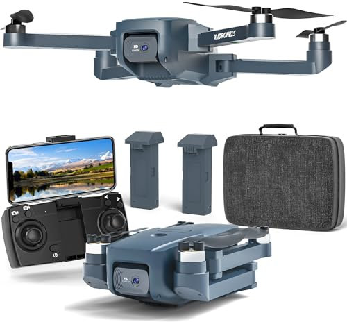 Drohne mit Kamera HD 4K,KinderDrohnen mit 2 Cameras,40km/h Max,Faltbare FPV Drone 5GHz WiFi,Bürstenloser Motor Drones für Erwachsene,Höhenhaltung,Kopflosem Modus für Anfänger,2 Modulare Batterien