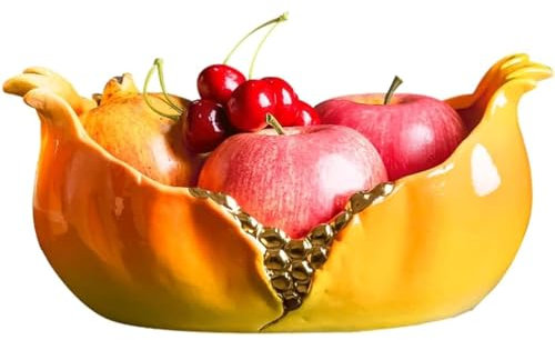 ZUMAHA Cesta de Fruta Original con Forma de Granada, frutero de cerámica, Soporte para Fruta, Plato de Fruta Que preserva la frescura, fácil de Limpiar