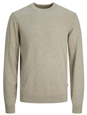 JACK & JONES Jjecarter stickad crew neck Sn stickad tröja, havregryn/detalj: melerad, M