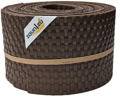 zaun|zu® Rattan 10x Einzelstreifen 2,55 Meter x 19cm | Sichtschutzstreifen PE für Doppelstabmatten UV-beständiger Sichtschutz | Zaunblende Made in Germany Braun 10x 2,55m