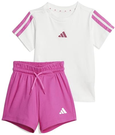 adidas ESSENTIALS T-SHIRT SET, Tuta Unisex - Bimbi 0-24, white/semi lucid fuchsia,