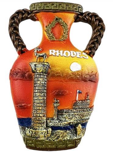MUYU Craft Kühlschrankmagnet Rhodos, Griechenland, Reise-Souvenir, Küche, Kühlschrank, Dekoration, handbemalt, Kunstharz, LDASKDAJKAT0T
