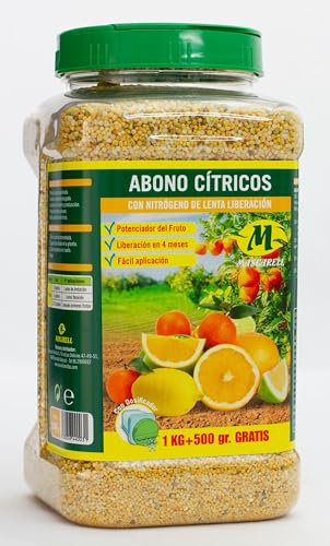Abono Cítricos y Césped 1,5KG - Mascarell Semillas - Microgranulado de Lenta Liberación - Nutrición 3 Meses - Ideal para Limoneros, Naranjos, Césped y Huerto - PROMO 1KG + 0,5KG GRATIS