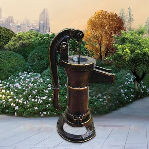 Elitix Schwengelpumpe Handpumpe aus Eisen für Brunnenbrunnen, Handpumpe für Flache Brunnen, Wasserpumpe für den Wassertransfer Im Gartenteich Im Hinterhof(Gold)
