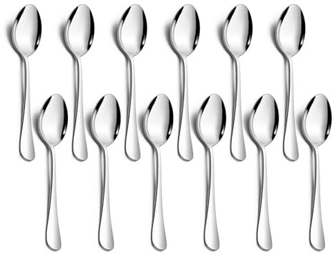 Teelöffel 12er Set, Onader Edelstahl Kaffeelöffel Espressolöffel Set, Klein Löffel Dessertlöffel für Café, Hause, Restaurant, Spülmaschinenfest & Hochglanzpoliert - 14cm