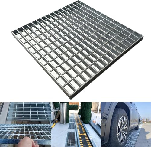 Galvanized Steel Drain Grate,20 * 20in Outdoor Drain Cover,Heavy Duty B125 Class Channel Grate,Rust-Proof Metal Sewer Grate,Silver Square Drainage Grate for Garage,Sewer,Dowmspout,Driveway,Yard.