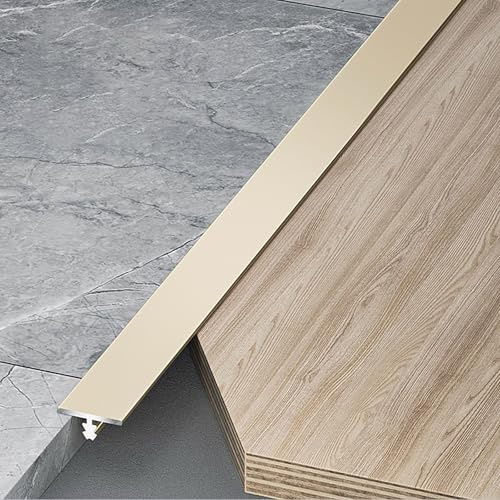 Raouoae Übergangsprofil T-Profil Ausgleichsprofil Aluminium Eloxiert Übergangsschiene 3 Stück 100cm Flach Ausgleichsprofil Abschlussleiste Für Fliesen Laminat/Parkett(Milchkaffee,Breite: 6mm)