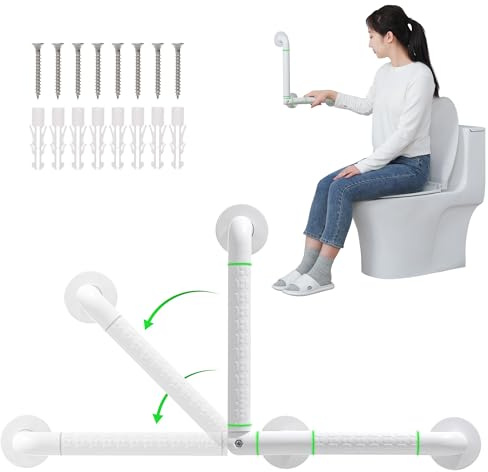 Fanwer Adjustable Grab Rail with 8 Screws,White Stainless Steel Shower HandRail,Support for Elderly, Children and Disability