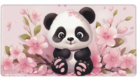 Gaming Mauspad XXL,1200 x 400 x 3mm Mousepad Verlängertes Groß Mauspad Schreibtischauflage,Genähte Kanten Rutschfeste Gummibasis,Verbessert Präzision und Geschwindigkeit Home Office Süßer Panda L-1602